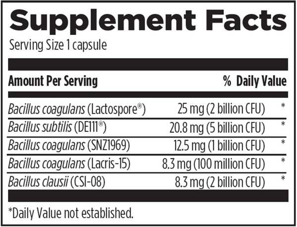 ProbioSpore Supplement Facts Label