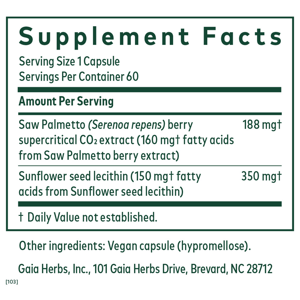 Saw Palmetto PRO (Formerly Saw Palmetto Berry) Supplement Facts Label