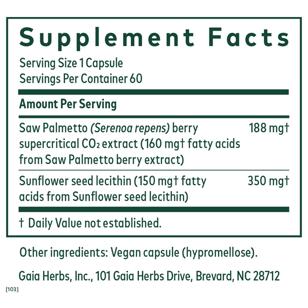 Saw Palmetto PRO (Formerly Saw Palmetto Berry) Supplement Facts Label