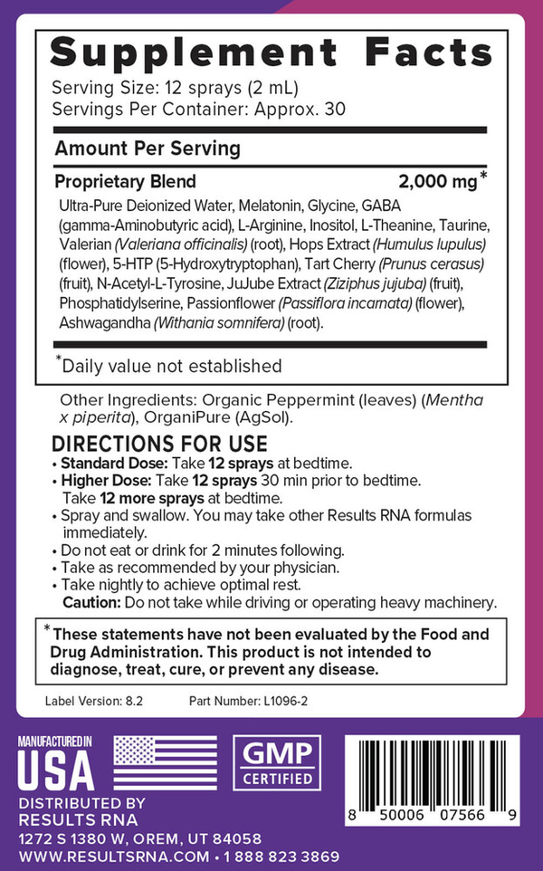 Resteva Sleep Extra Strength Supplement Facts Label