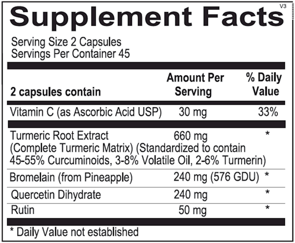 Traumeric Supplement Facts Label