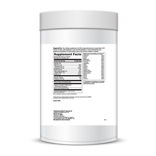 Right Whey Creamy Vanilla Supplement Facts Label