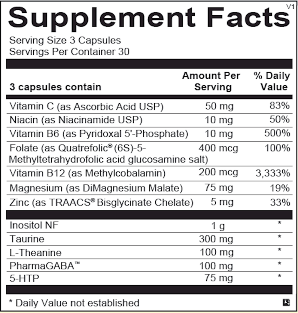 Cerenity Supplement Facts Label