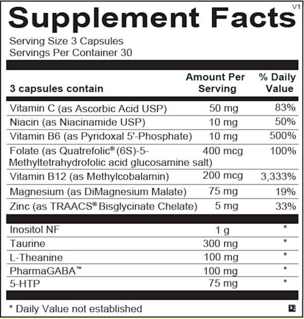 Cerenity Supplement Facts Label