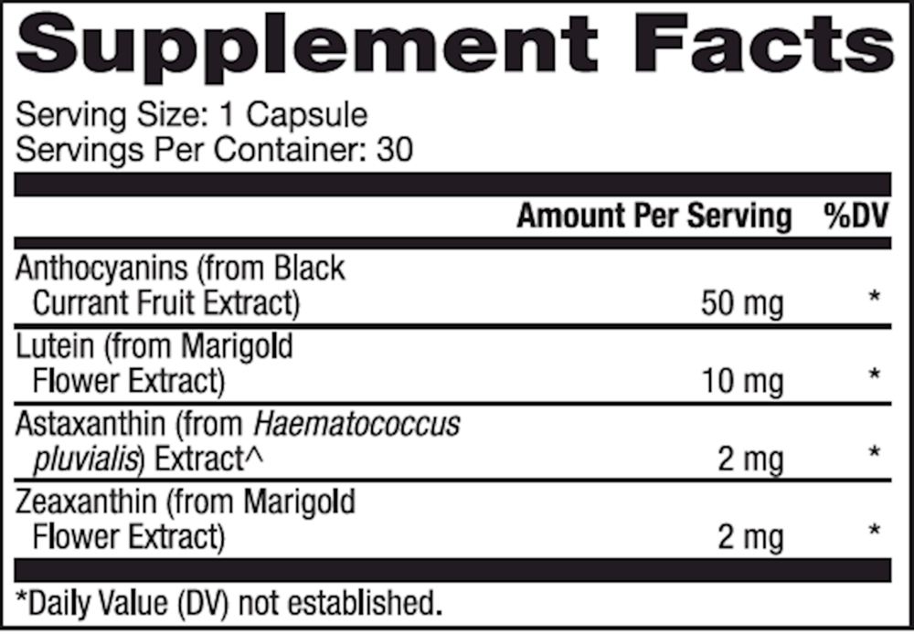 Eye Support Supplement Facts Label