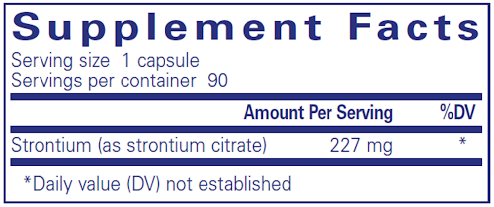 Strontium (Citrate) 180 Count Supplement Facts Label