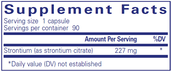 Strontium (Citrate) 180 Count Supplement Facts Label