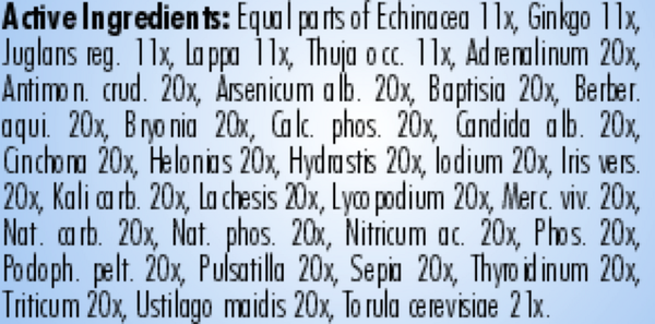 Candid-Y (Candidiasis-Yeast) Supplement Facts Label