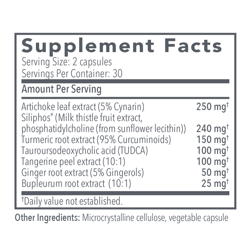 Liver GB+ Supplement Facts Label