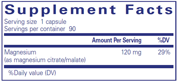 Magnesium (Citrate/Malate) Supplement Facts Label