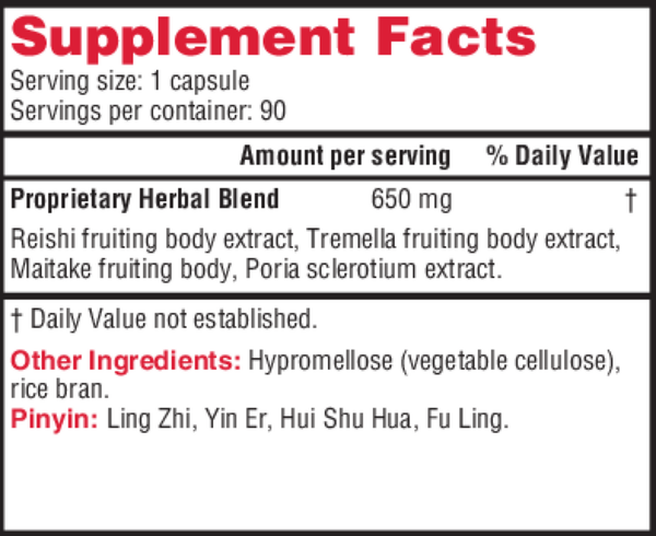 Power Mushrooms Supplement Facts Label