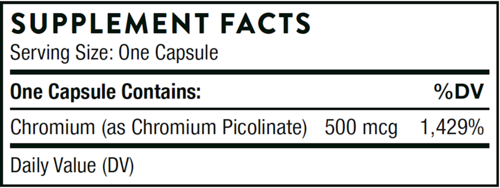 Chromium Picolinate Supplement Facts Label