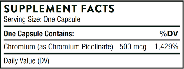 Chromium Picolinate Supplement Facts Label