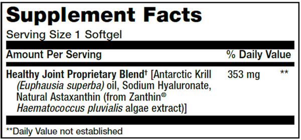 Krill Healthy Joint Formula Supplement Facts Label