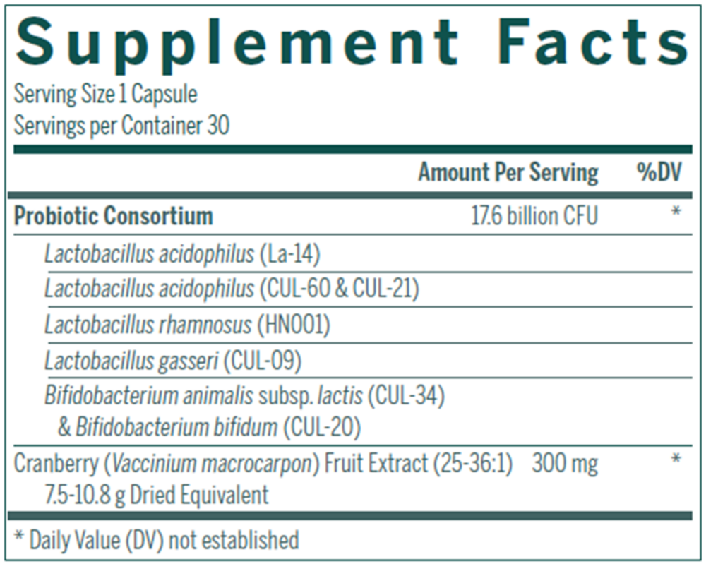 HMF Women's Daily Supplement Facts Label