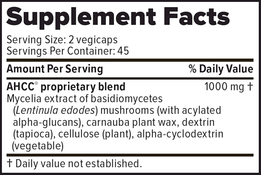 ImmunoKinoko AHCC 500 mg Supplement Facts Label