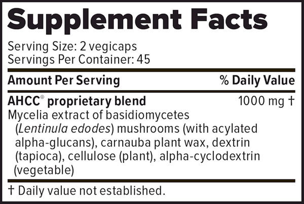 ImmunoKinoko AHCC 500 mg Supplement Facts Label
