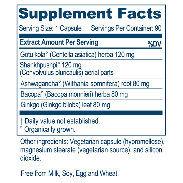 Bacopa Plus Supplement Facts Label