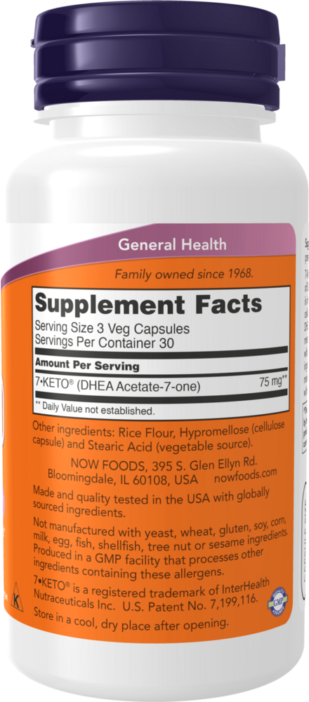 7-KETO 25 mg Supplement Facts Label