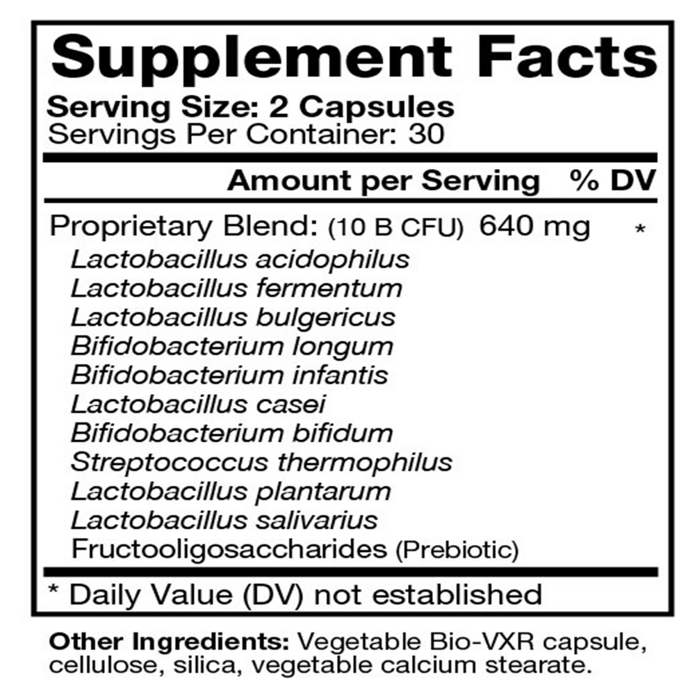 Probio 10 Supplement Facts Label