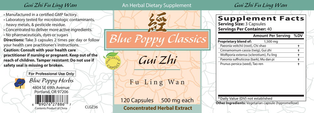 Gui Zhi Fu Ling Wan Supplement Facts Label