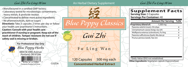 Gui Zhi Fu Ling Wan Supplement Facts Label