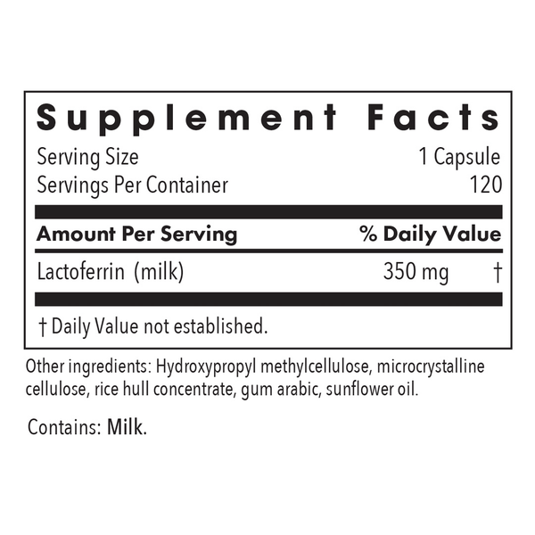 Laktoferrin 90 Count Supplement Facts Label