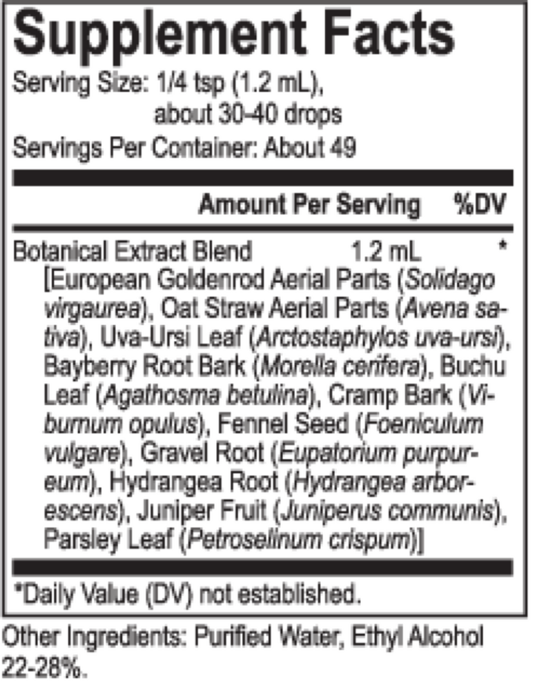 Core Goldenrod Blend Supplement Facts Label