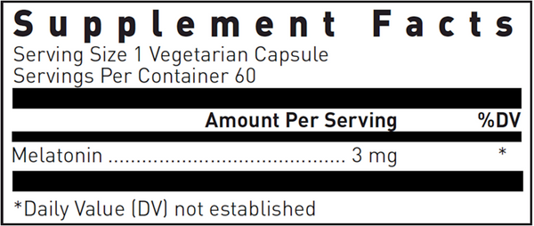 Melatonin 3Mg Supplement Facts Label