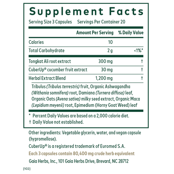 TongkatADAM Supplement Facts Label