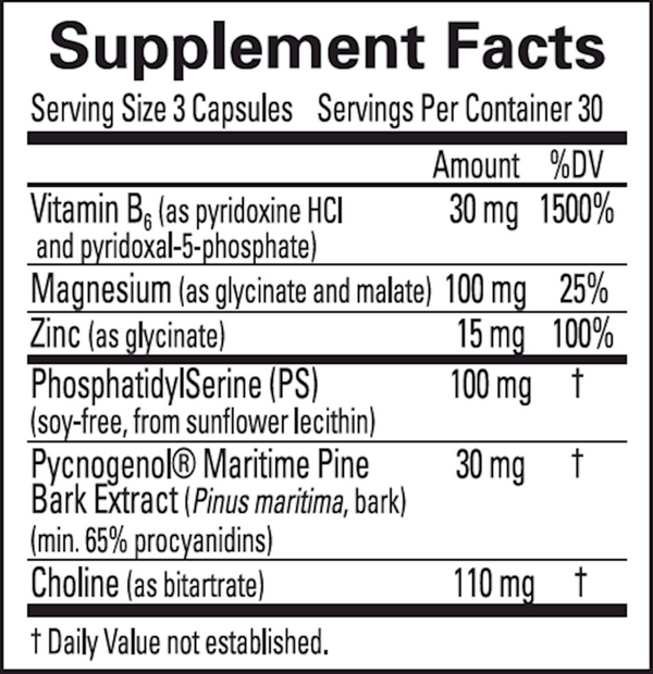Attention Support Supplement Facts Label