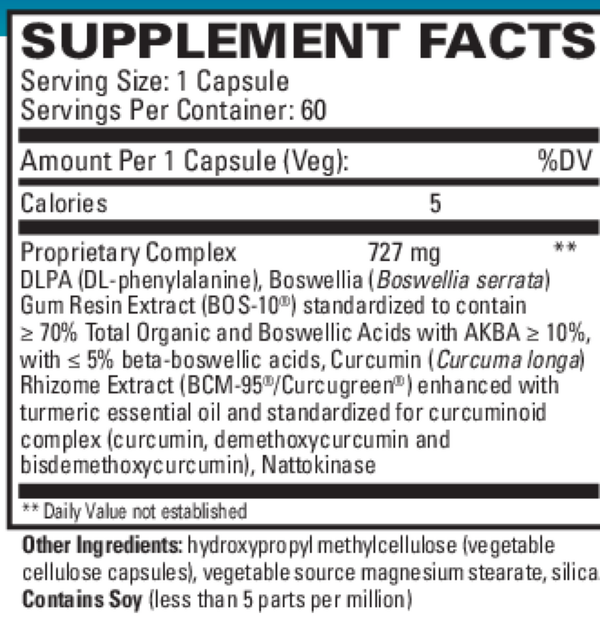 Curaphen Supplement Facts Label