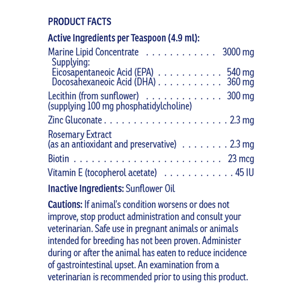 Ultra EFA for Dogs & Cats Supplement Facts Label