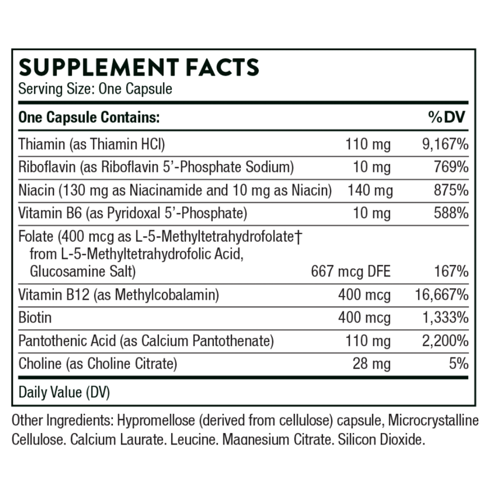 Basic B Complex Supplement Facts Label
