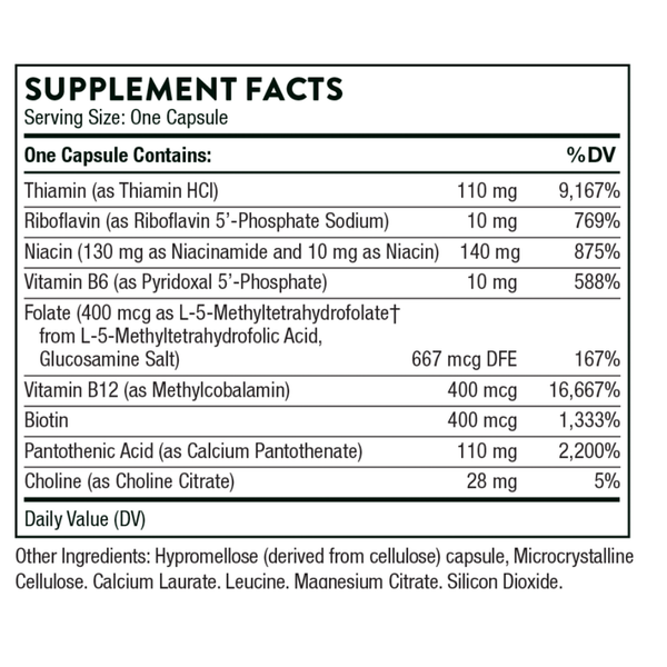 Basic B Complex Supplement Facts Label