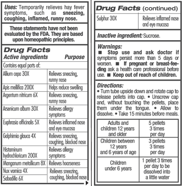 Guna Hay Fever Relief Supplement Facts Label