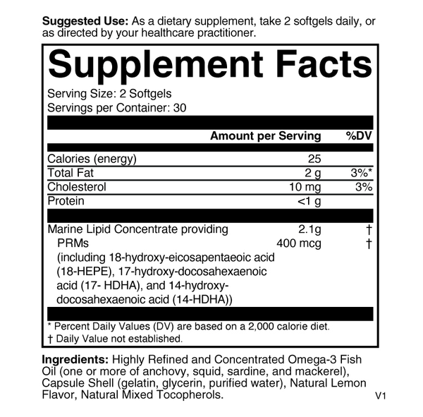 SPM Supplement Facts Label