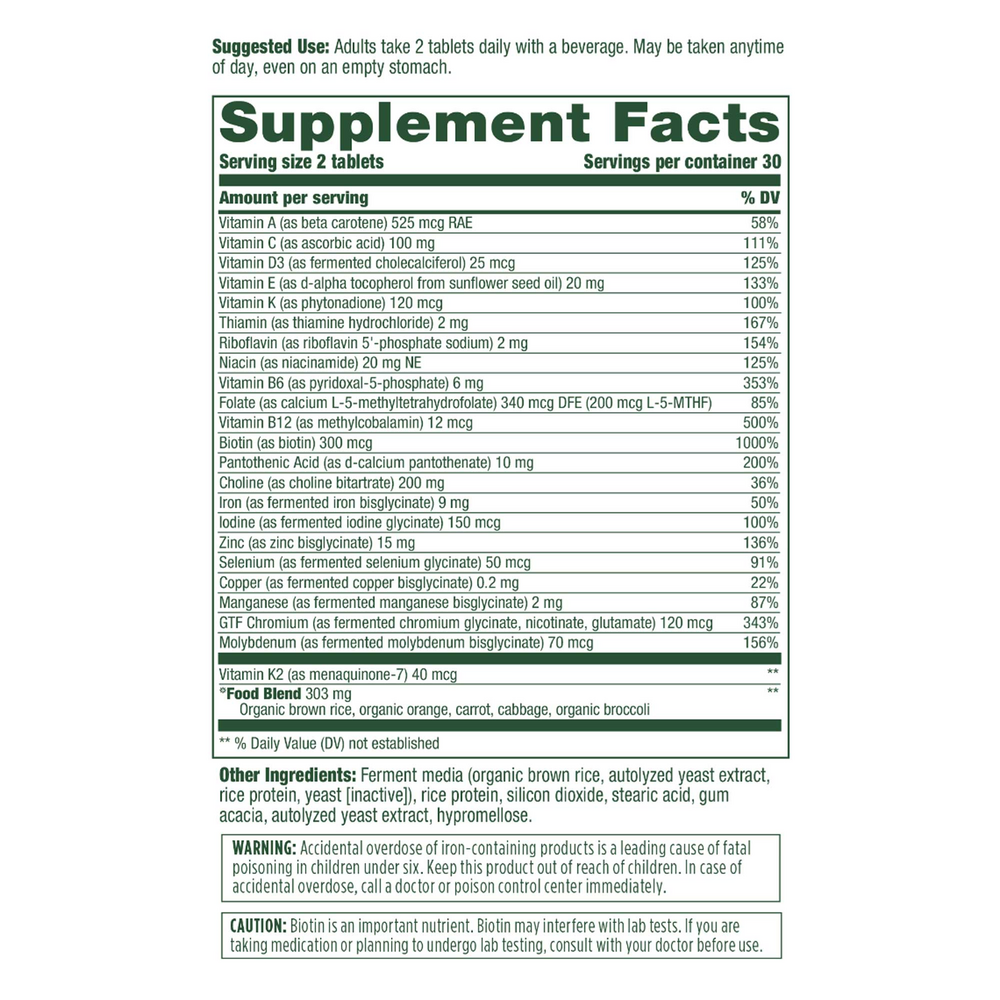 Multi for Women 40+ Supplement Facts Label