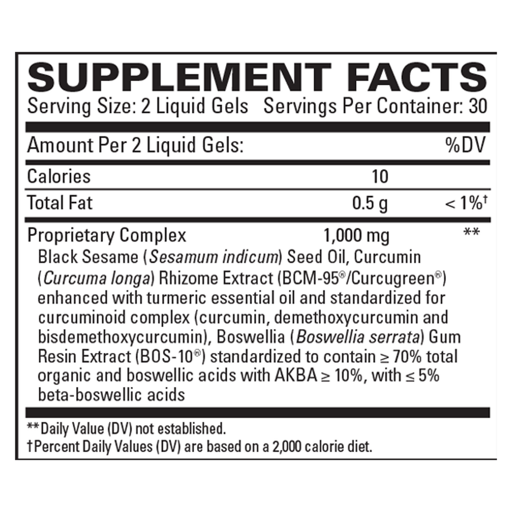 Acute Pain Relief Supplement Facts Label