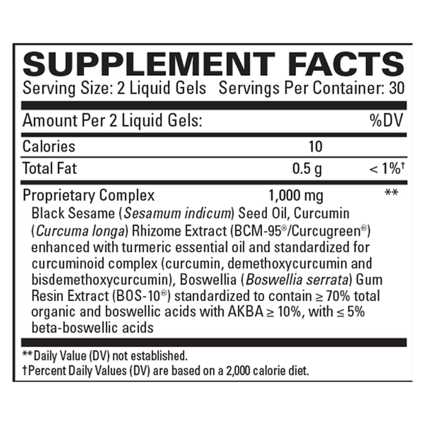 Acute Pain Relief Supplement Facts Label