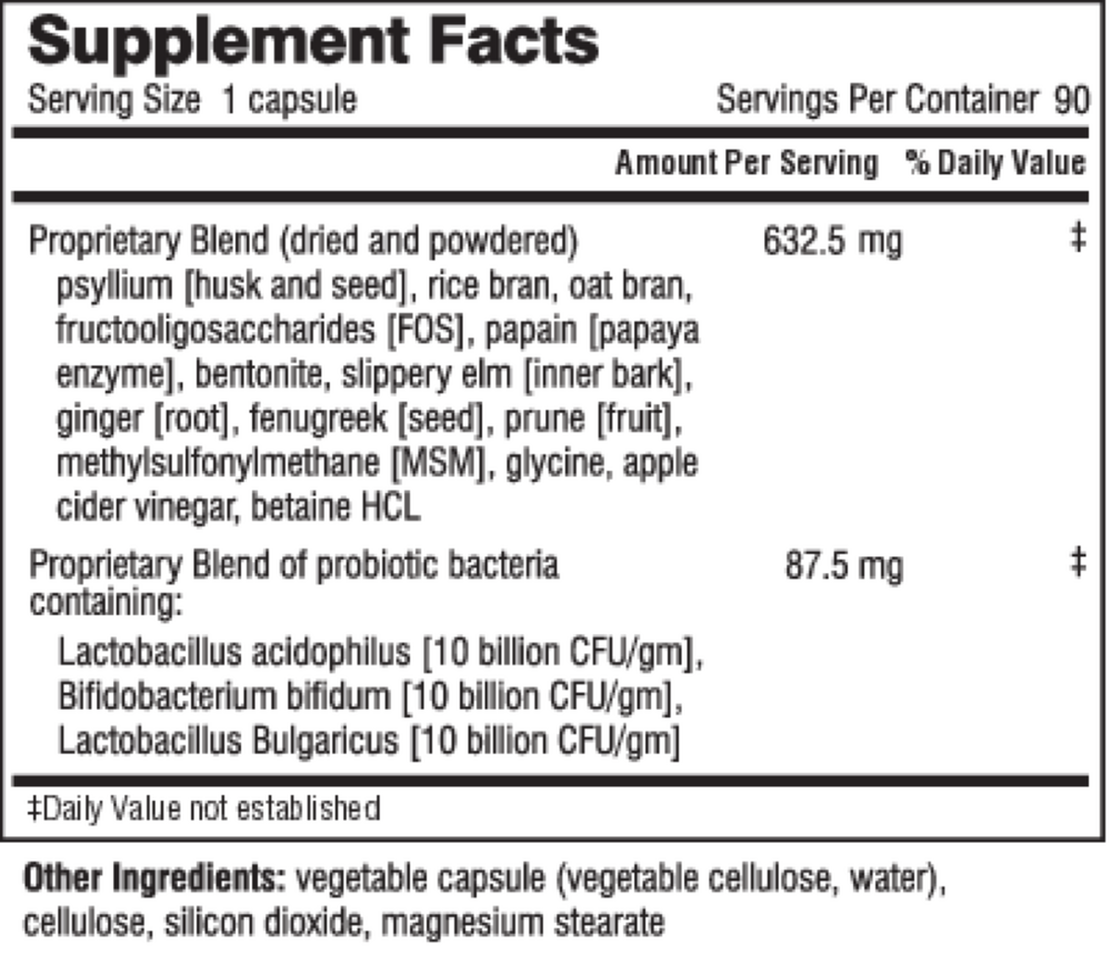 Squeaky Clean Supplement Facts Label