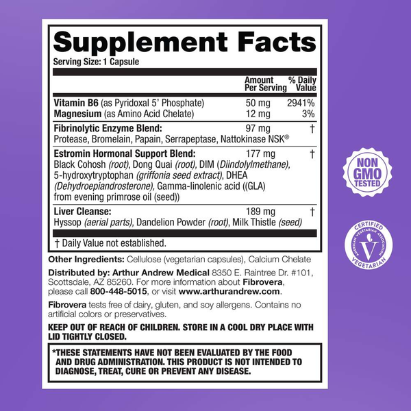 Fibrovera AHS Supplement Facts Label