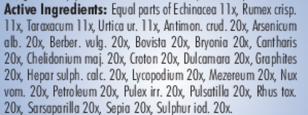 PRO Eczema-Skin Care Supplement Facts Label