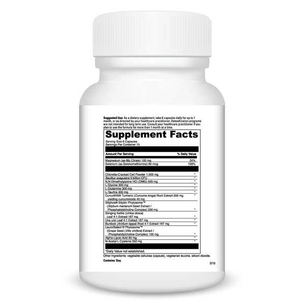 Multiphase Detox Supplement Facts Label
