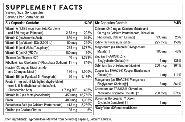 Women's Multi 50+ without Copper & Iron Supplement Facts Label