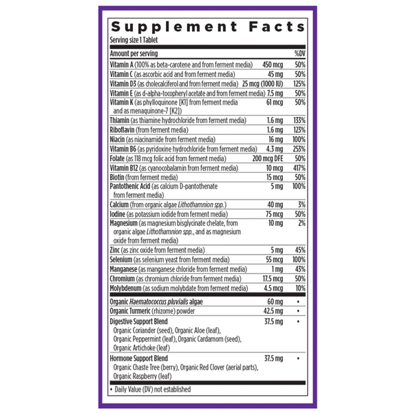Every Woman's One Daily 55+ Supplement Facts Label