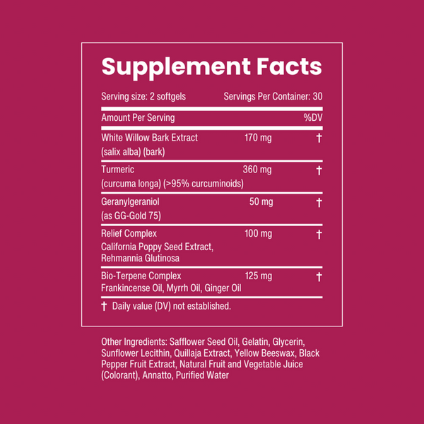 MDrelief Botanical Blend Supplement Facts Label