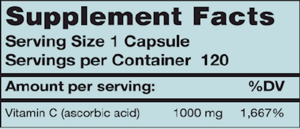 C-1000 Supplement Facts Label
