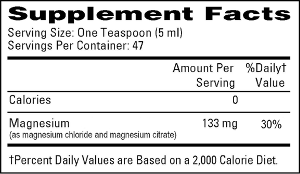 Magnesium Solution Supplement Facts Label