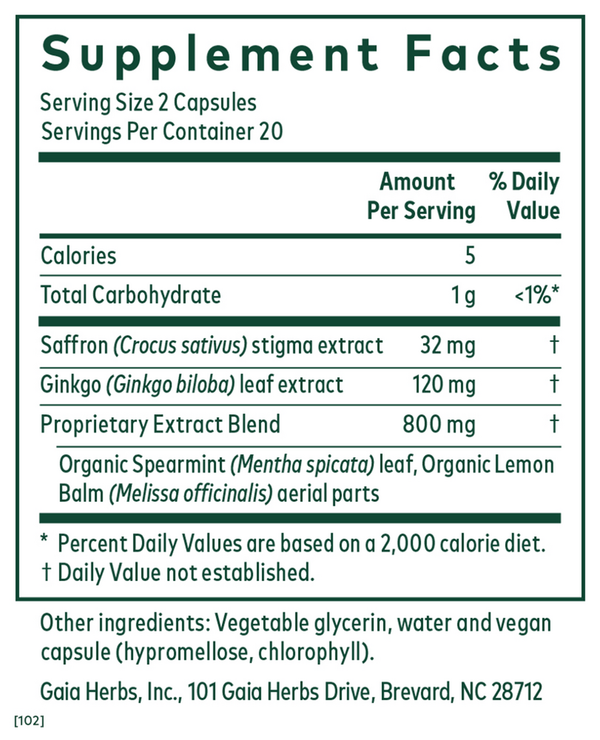 Nootropic Focus Supplement Facts Label
